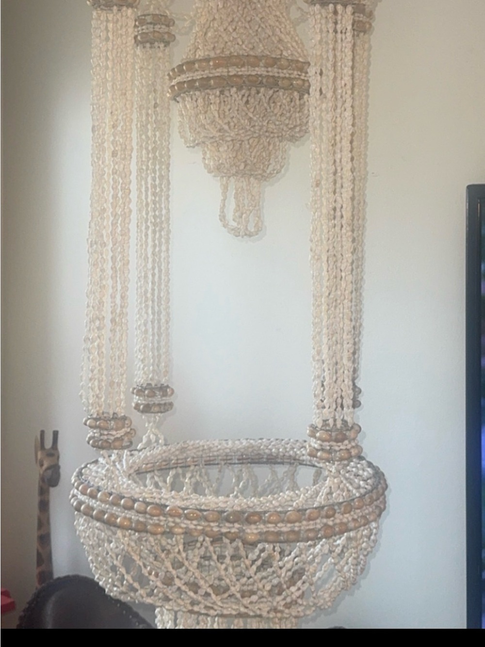 Vintage Boho Seaside Hanging Seashell Planter Circa 1970 - Picture 2 of 4